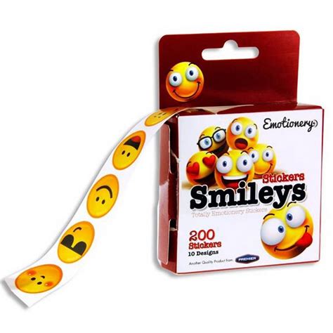 Smiley Faces Stickers Roll Of 200 10 Designs Abc School Supplies