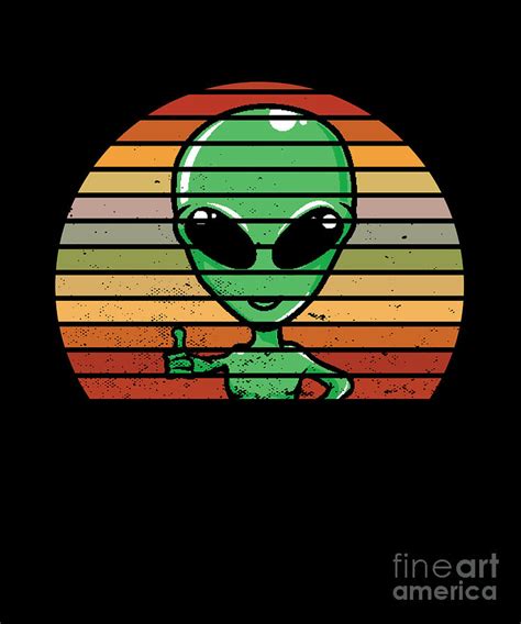 Retro Alien UFO Abduction Aliens Flying Saucer Gift Digital Art By