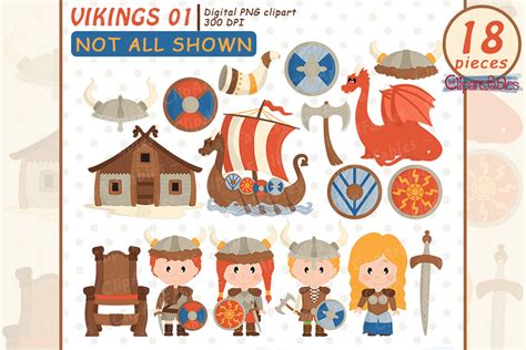 Cute Viking Clipart Nordic Clip Art Scandinavian Folk Art By