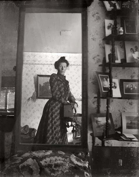 An Unidentified Edwardian Woman Taking A Selfie With A Kodak Brownie