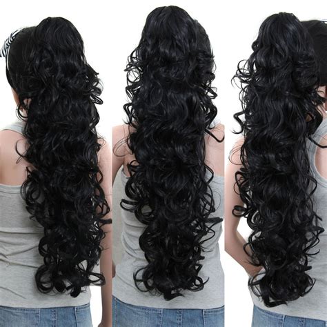 If you are transitioning or have heat damage, extensions can help blend your hair for a more. Gobestart Long Clip-in Curly Claw Jaw Ponytail Clip In ...