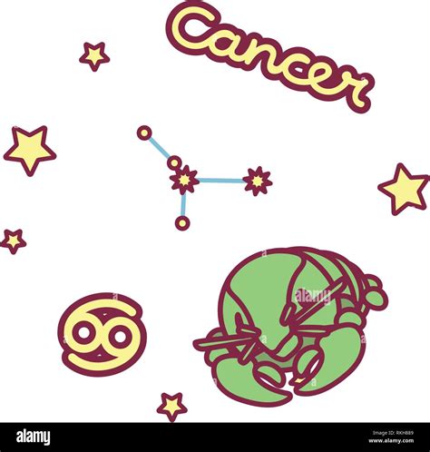 Vector Cute Zodiac Sign Cancer Constellation Stock Vector Image And Art