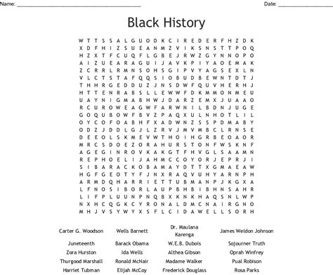 Free Printable Black History Month Word Search