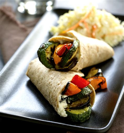 Grilled Vegetable Wraps with Creamy Coleslaw - Meatless Monday
