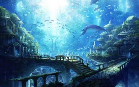Anime Original Wallpaper Underwater City Fantasy Landscape City