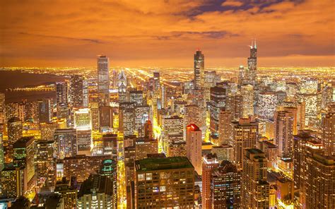 Chicago Night City View Wallpaper 1920x1200 21225