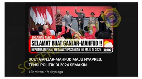 CEK FAKTA Ganjar Pranowo Dan Mahfud MD Duet Sebagai Capres Cawapres Di