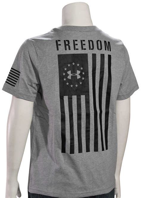 Under Armour Boys Freedom Flag T Shirt Steel Light Heather Black