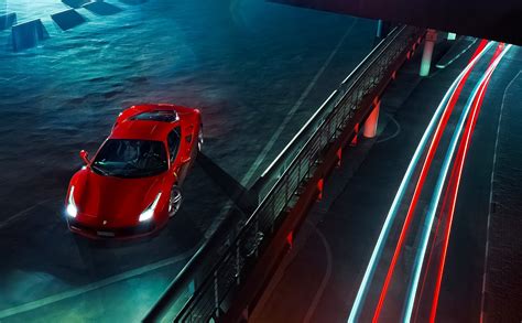 Wallpaper Night Car Red Vehicle Long Exposure Transport Ferrari
