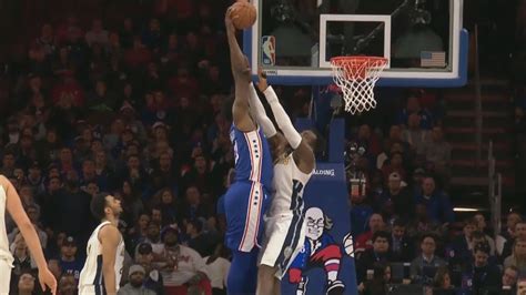 Joel Embiid Crazy Poster Dunk Over Paul Millsap 76ers Vs Nuggets 2018 Youtube
