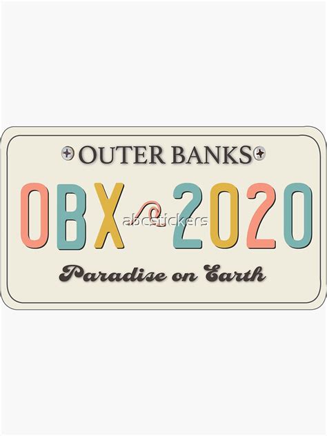 Outer Banks License Plate Sticker For Sale By Abcstickers Redbubble