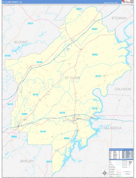 St Clair County Al Zip Code Wall Map Basic Style By Marketmaps Mapsales