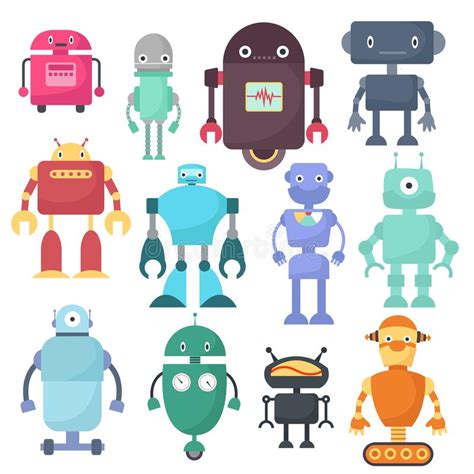 Cute Robots Cyborg Machine Vector Science Characters Stock Vector
