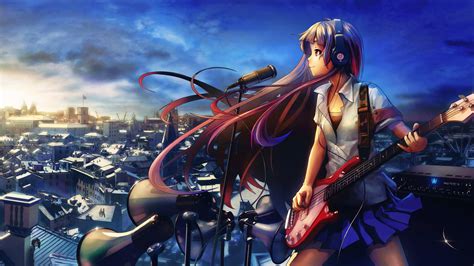 480x800 Resolution Female Anime Character Holding Electric Guitar