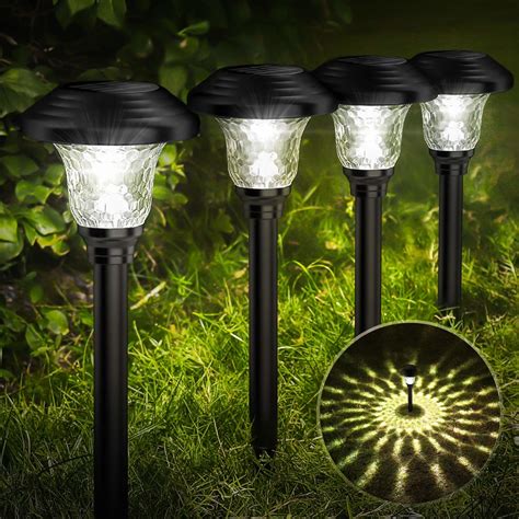 Balhvit Glass Solar Lights Outdoor 8 Pack Super Bright Solar Pathway