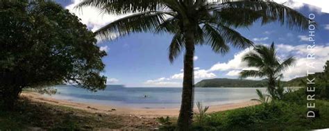 Panoramic Photo Of Vunisea Beach And Palm Trees On Kadavu Island