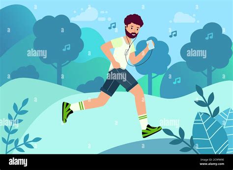 El Corredor Feliz Escucha La Música Entrenamiento Al Aire Libre Atletismo Estilo De Vida