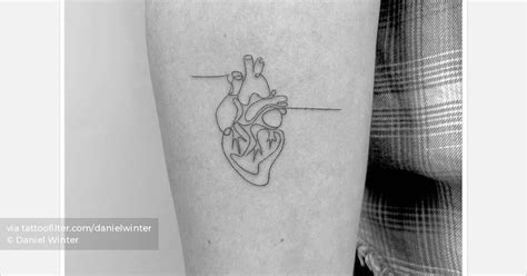 Fine Line Anatomical Heart Tattoo On The Inner Forearm