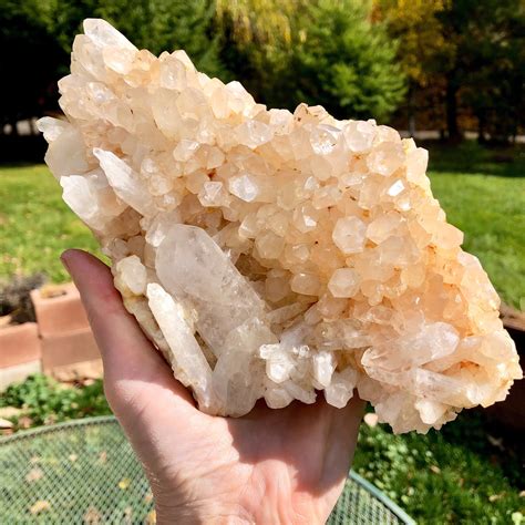 1894g Clear Quartz Crystal Cluster Large Specimen With Double Terminated Crystals