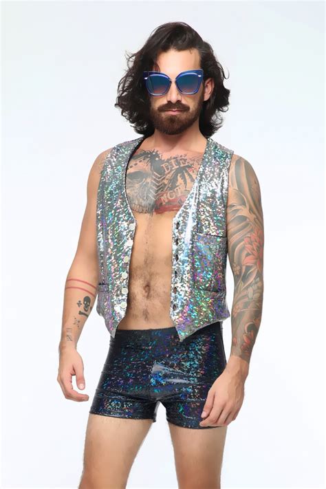 Mens Rave Holographic Vest Burning Man Costumes Steampunk Etsy