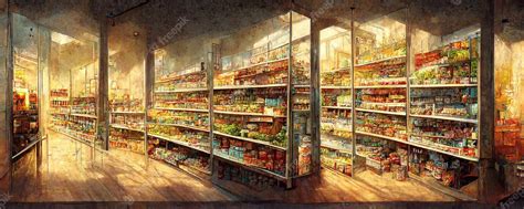 Premium Photo Supermarket Shop Aisles With Food Products Packages On