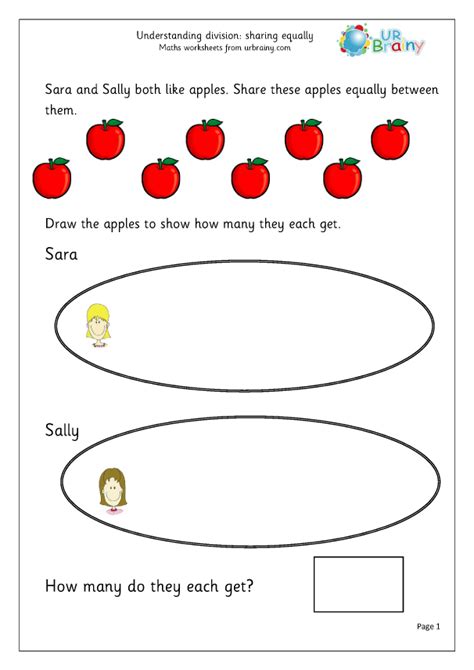 Sharing Equally 1 Division Maths Worksheets For Year 2 Age 6 7 By