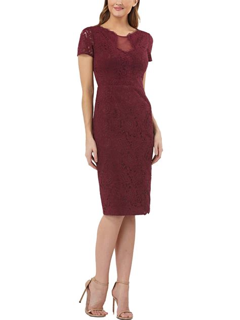 js collections womens lace sheer inset cocktail dress
