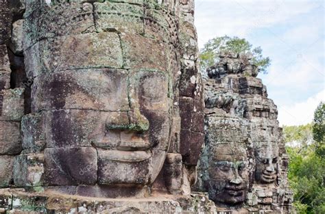 Buddha Faces Of Bayon Temple At Angkor Wat Complex Siem Reap Cambodia