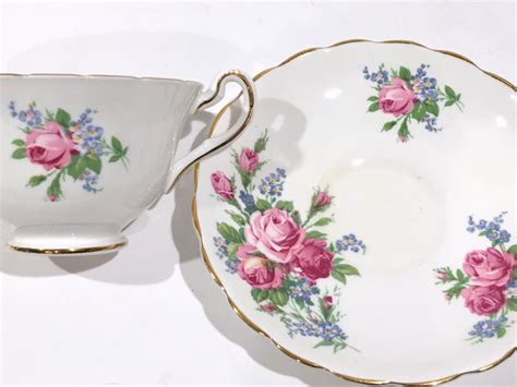 Rosina Tea Cup And Saucer English Bone China Made In England Pink Rose Cups Antique Teacups