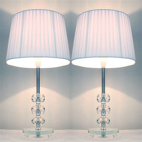 Buy Pair Of New Table Bedside Lamps With Crystals On Stem Online In