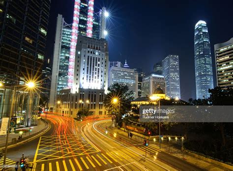 City Streets Of Hong Kongs Central District High Res Stock Photo