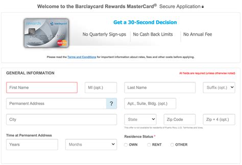 Please enter the following information to check the status of your application. How to Apply for the Barclaycard Rewards Mastercard