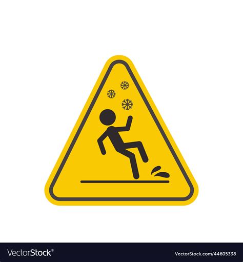 Accident Prevention Caution Slippery Ice Yellow Vector Image