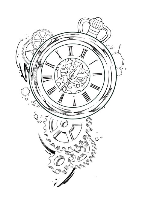 Pin By Ivan Cordero On Outlines Tattoo Plantillas Tatuajes Clock