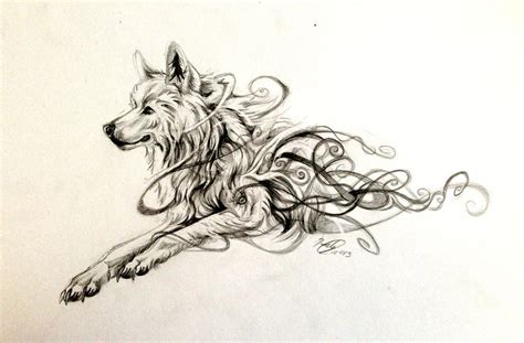 Amazing Running Swirly Wolf Tattoo Design By Lucky978 Tattooimagesbiz