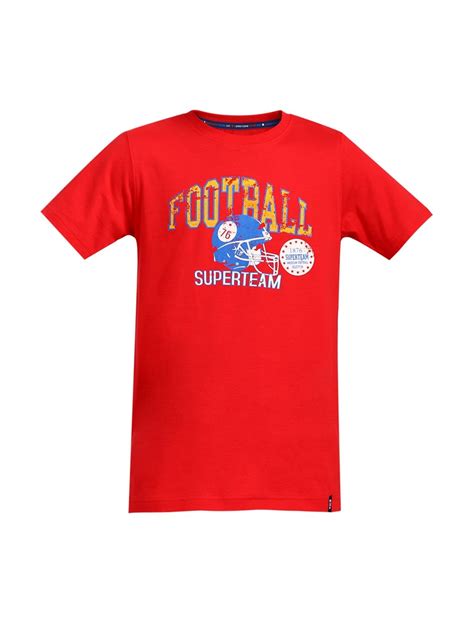 Buy Team Red Printed Graphic Printed Round Neck Half Sleeve Casual Boys