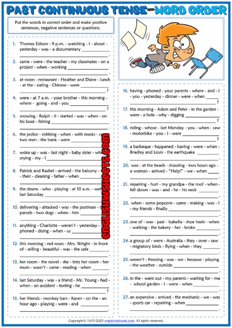 Esl Past Simple Past Continuous Exercises Exercise Poster The Best