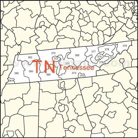 Tennessee 3 Digit Zip Code Map