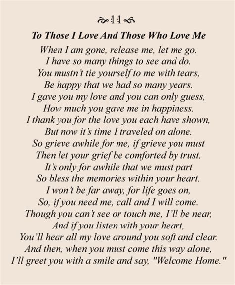 To Those I Love And Those Who Love Me Very Beautiful Poem Funeral