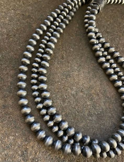 Sterling Silver Navajo Pearls Multi Strand Bead Necklace Etsy