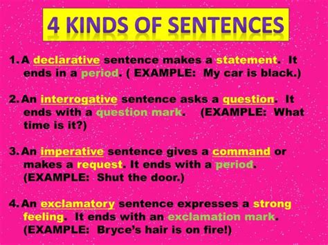 The Types Of Sentences Types Of Sentences In English With Examples