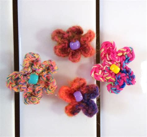 Colorful Refrigerator Magnets Crochet Flower Magnets Colorful Flower