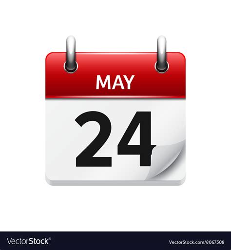 May 24 Flat Daily Calendar Icon Date And Vector Image