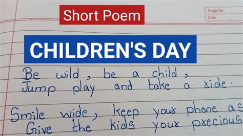 Short Poem On Childrens Day Childrens Day Poem In English Youtube