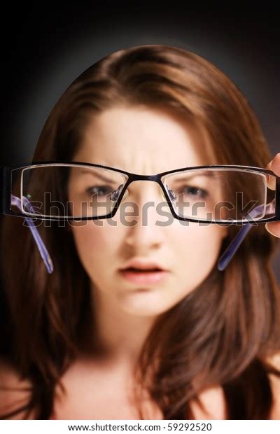 Womans Face Looking Her Glasses Front Stock Photo Shutterstock