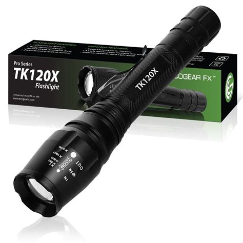 Tactical Led Flashlight With Strobe Light Mode And Zoom Tk120x