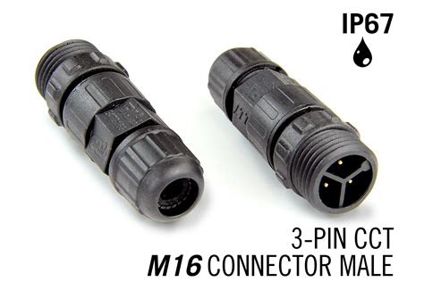 M16 3 Pin Ip67 Waterdichte Male Connector Ctt
