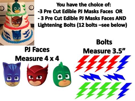 Pj Masks Heads Faces Edible Pre Cut Stickers Pj Masks Edible