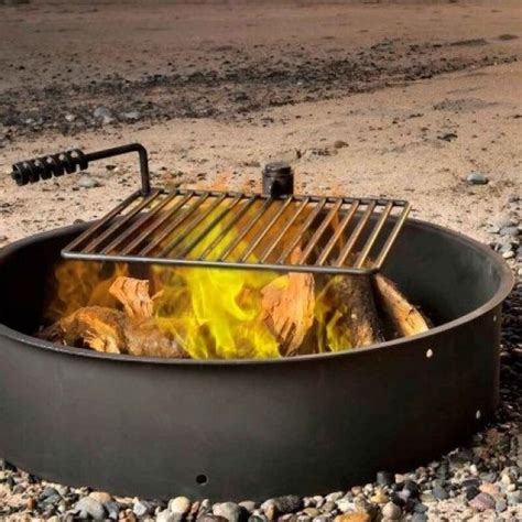 36 Steel Camp Fire Ring And Outdoor Cooking Grate Campground Above