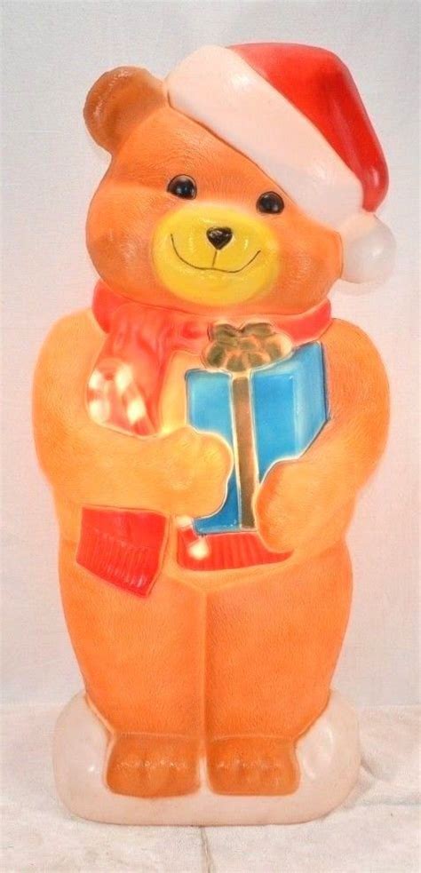 Vintage Empire Christmas Teddy Bear With Ts 35 Plastic Lighted Blow